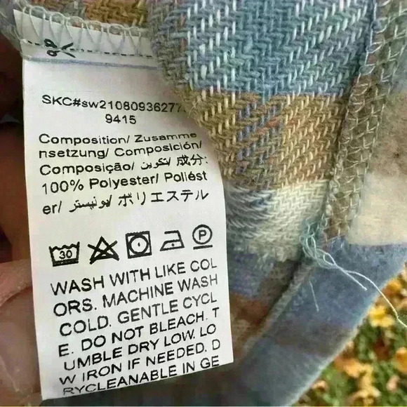 Blue White Brown Plaid Button Down Long Sleeve Tops Womens Size Medium - Picture 4 of 9